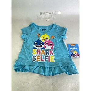 Pinkfong Baby Shark Selfie Short Sleeve T-Shirt Top Toddler Girls Size 18 Months